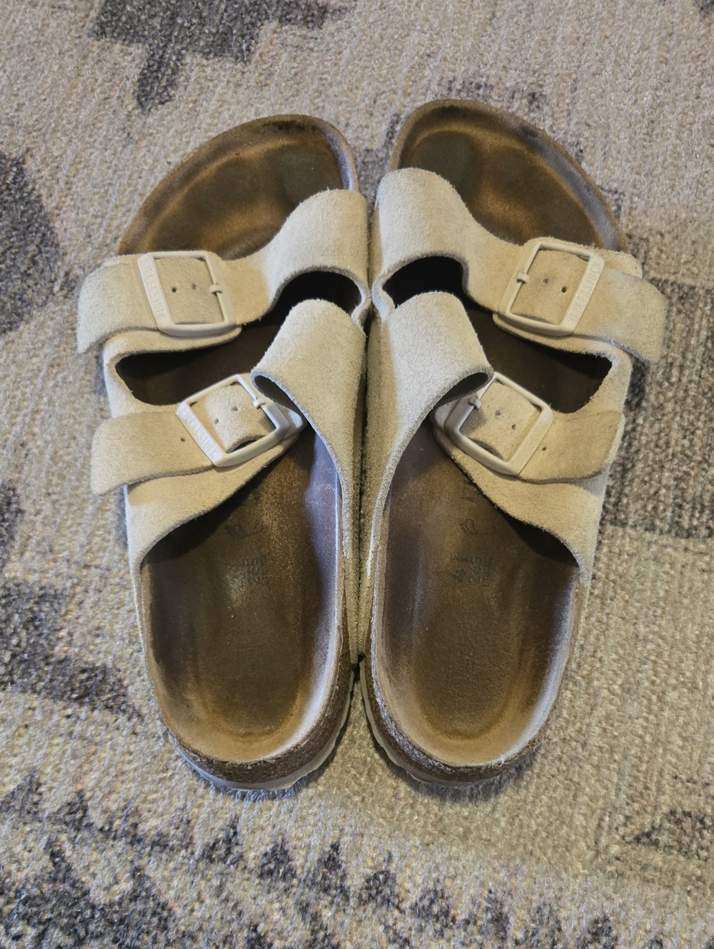 Birkenstonck Beige Suede Double-Buckle Sandals - Picture 4 of 10